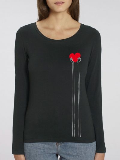 T-shirt manches longues femme "Coeur