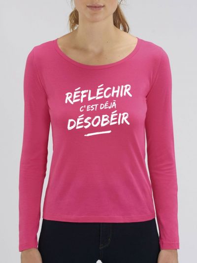 T-shirt manches longues femme "Réfléchir"